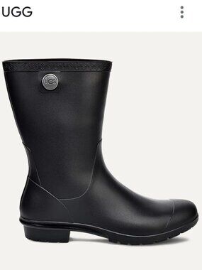 UGG Sienna Black Matte Rain Boots Women's US 8